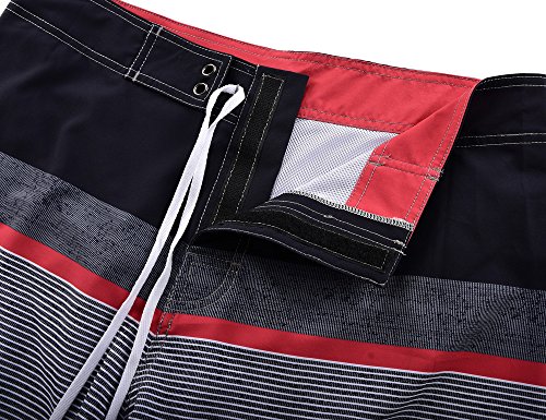 Image of unitop Men's Bathing Board Trunks Beach Shorts Holiday Hawaiian Colorful Striped