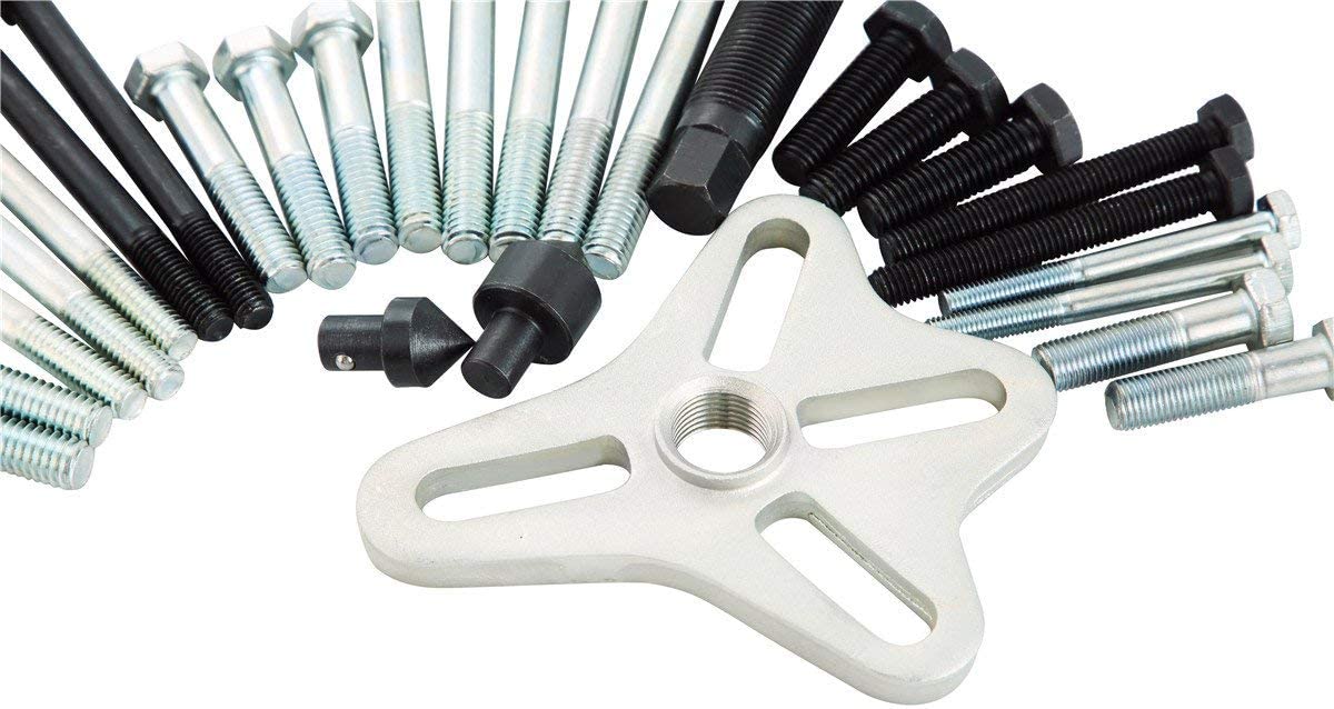 Juego de extractor de equilibrador armónico de 46 piezas, kit de extractor de volante, extractor de polea de cigüeñal, poleas y engranajes de cigüeñal para la mayoría de automóviles, camionetas, SU