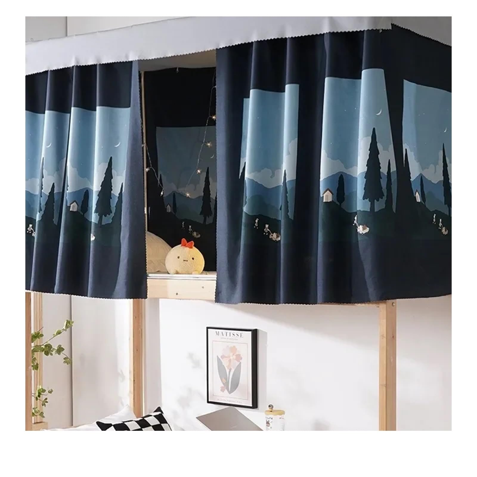 Cortinas de cama litera de estudiantes con mosquiteras y paneles antipolvo Color 6 W200 x L115cm
