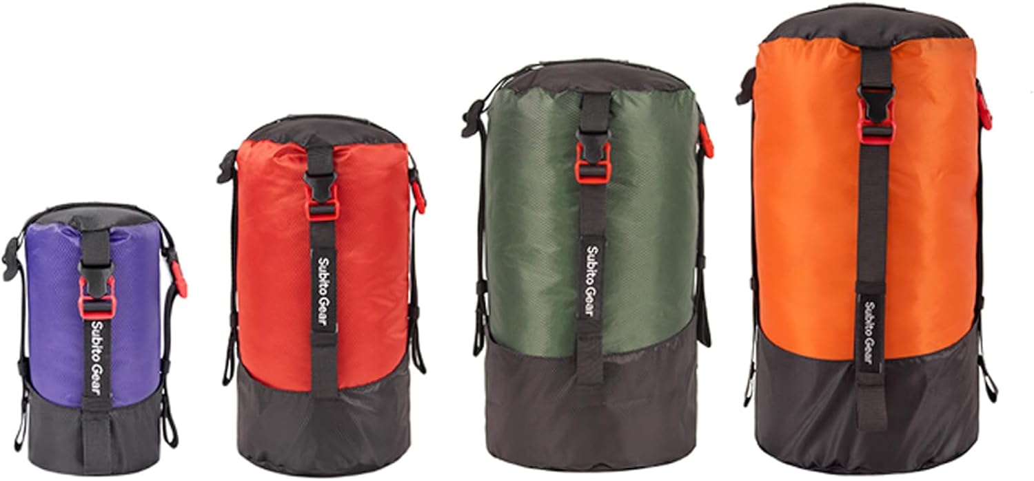 Ultra-Light Compression Stuff Sack, 70D Nylon Sleeping Bag Stuff Sack 1L/5L/7L/17L/25L Compression Bag Space Saving Gear for Camping Hiking Backpacking