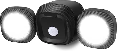 Luz con sensor de movimiento a pilas para exterioresinteriores, luz LED de inundación alimentada por batería, IP65, impermeable, luces de seguridad