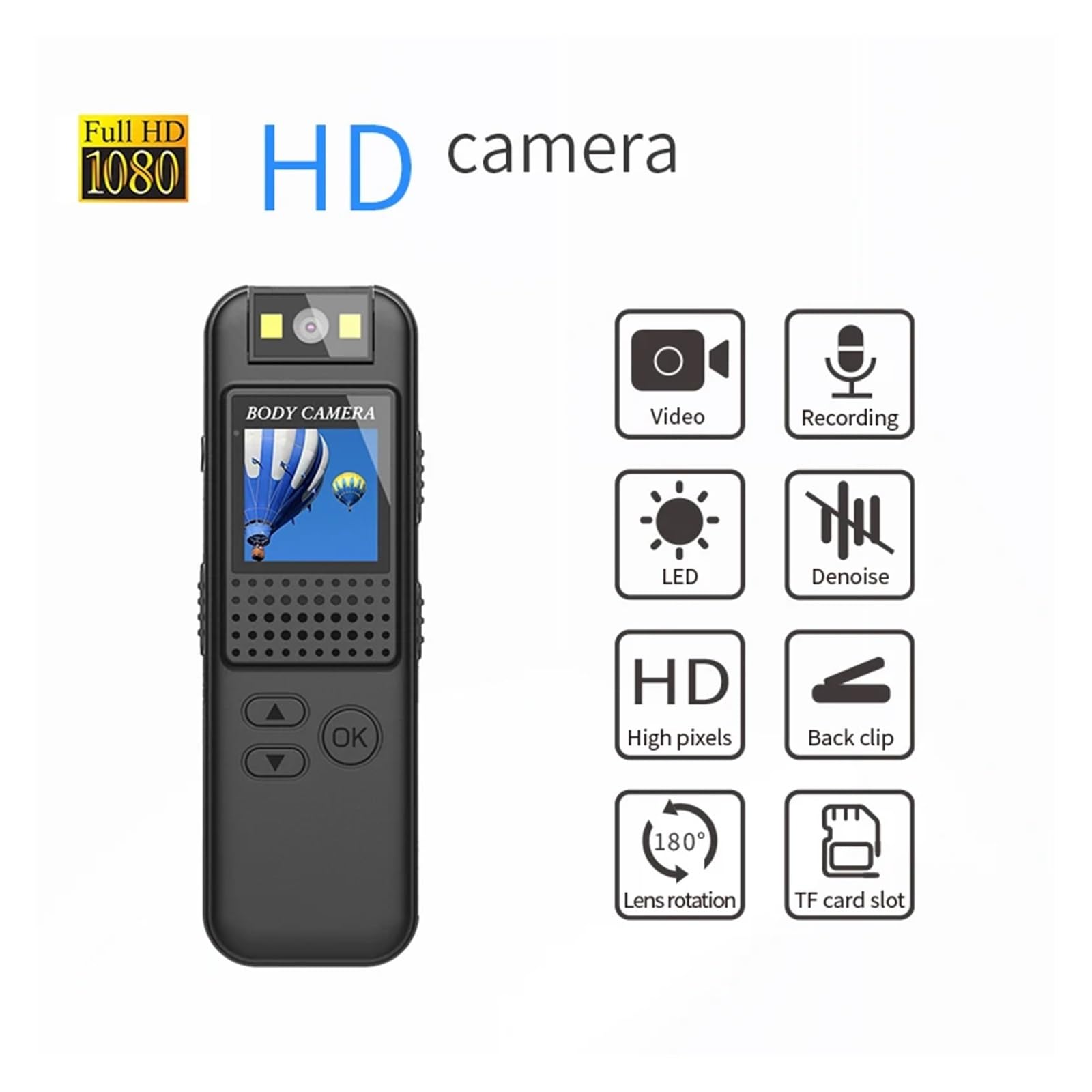 Mini Kieszonkowa Kamera 1080p FHD Sportowa Kamera Akcji Przenośna Kamera Na Mały Korpus Obrotowa Kamera Do Nagrywania Rowerów Na Świeżym Powietrzu Przejrzystość Precyzja(With 32G TF card)