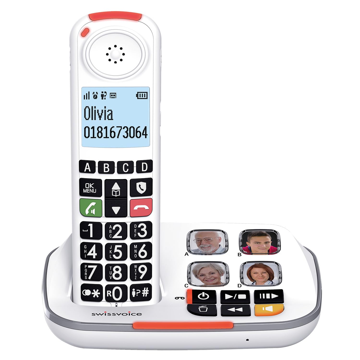 – SWISSVOICE - Xtra 2355 - DECT - Cordless Phone - Large keys Answering Machine - Audio Boost - Loud Ringtones - Hearing Aids Compatible - Call Block - White