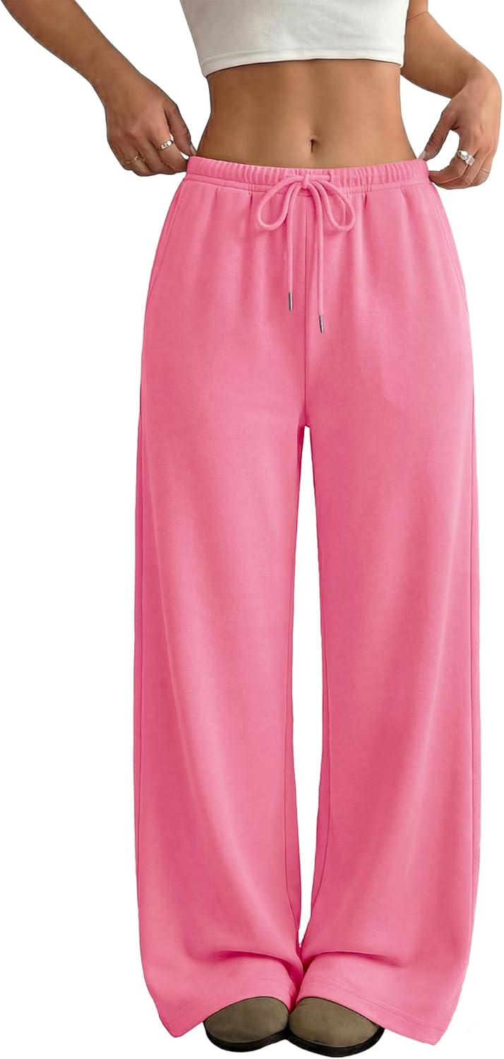 Wide Leg Sweatpants for Women High Waisted Baggy Sweat Track Pants Drawstring Casual Lounge Pants with Pockets