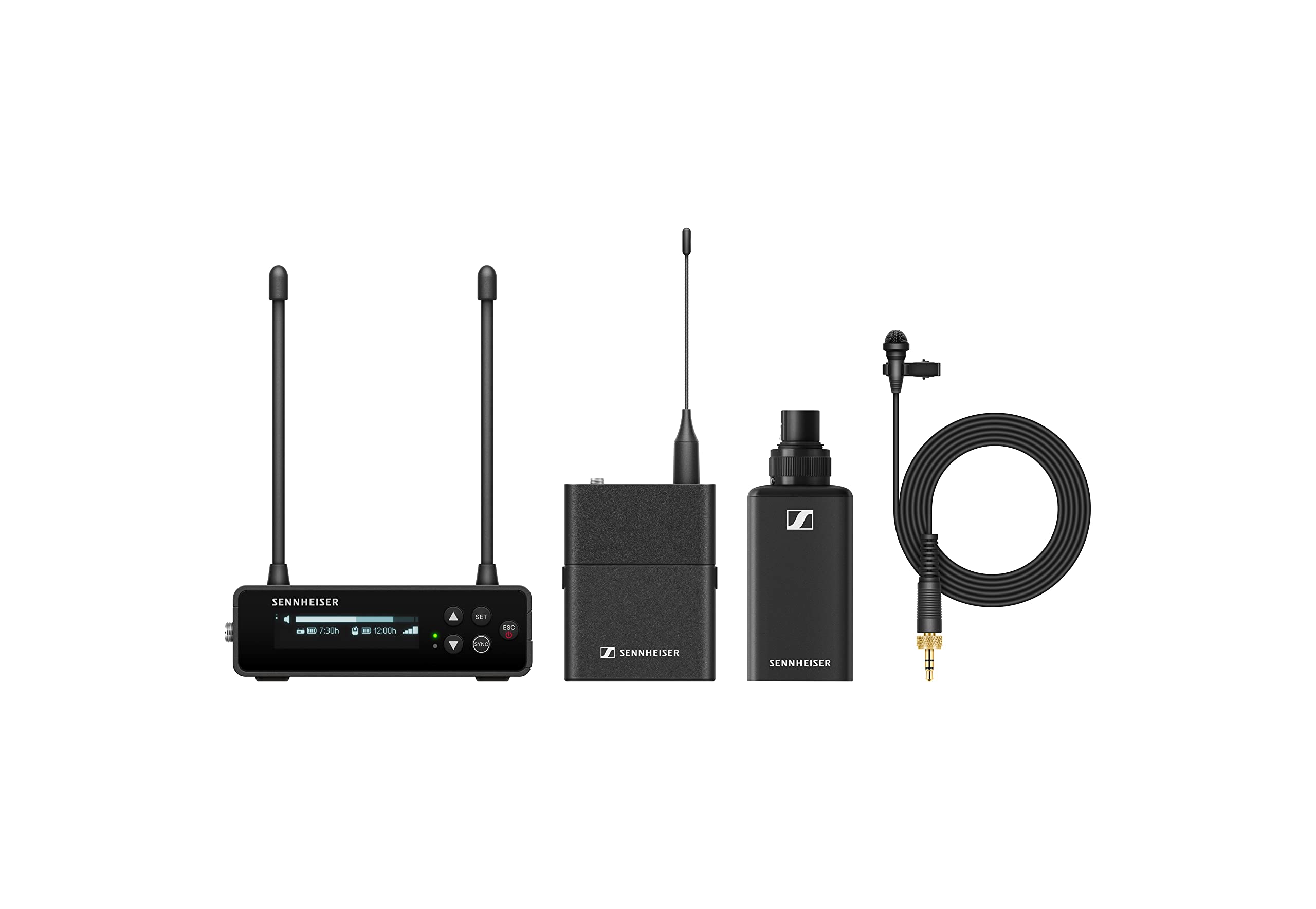 Sennheiser EW-DP ENG SET (U1/5) Portable Digital UHF Wireless Microphone System with EK Receiver, SK Bodypack Transmitter and ME2 Omnidirectional Lav Mic - Black (700046)