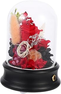 Generic 1 Conjunto De Alto-Falante Com Flor Preservada Alto-Falante Para Dia Namorados Presente Alto-Falante De Mesa Flor De Vidro Luz Noturna Romântico Homens E Mulheres