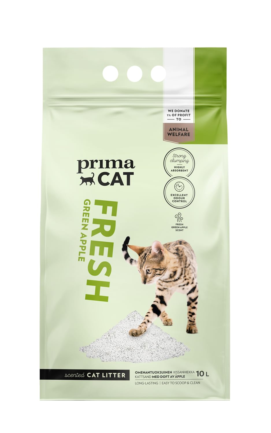 PrimaCat - Hygienic Apple Scented Cat Litter, Long Lasting Clay, 10L (8.7kg)- Amazon Exclusive