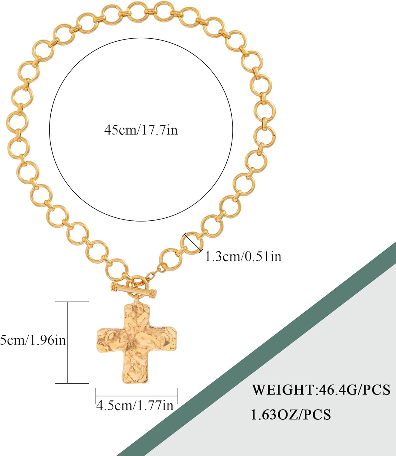 BLISI Chunky Gold Cross Necklaces for Women Gold Hammered Statement Necklace Thick Chain Vintage Pendant Jewelry Sweet and Cool style - Image 6
