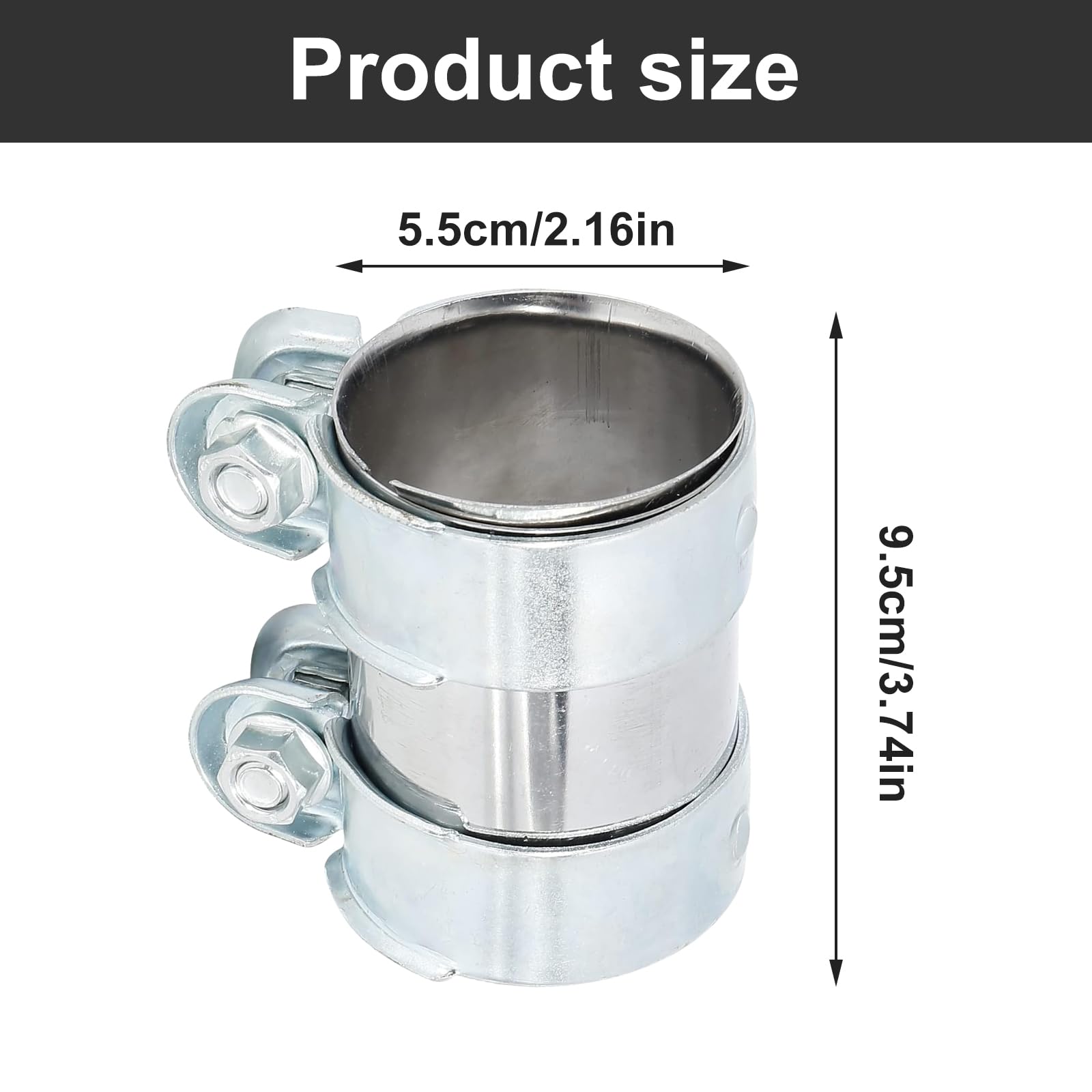 Fascetta Doppia Per Scarico Auto In Acciaio Inox 50mm | Riparazione Tubo Di Scarico - 3