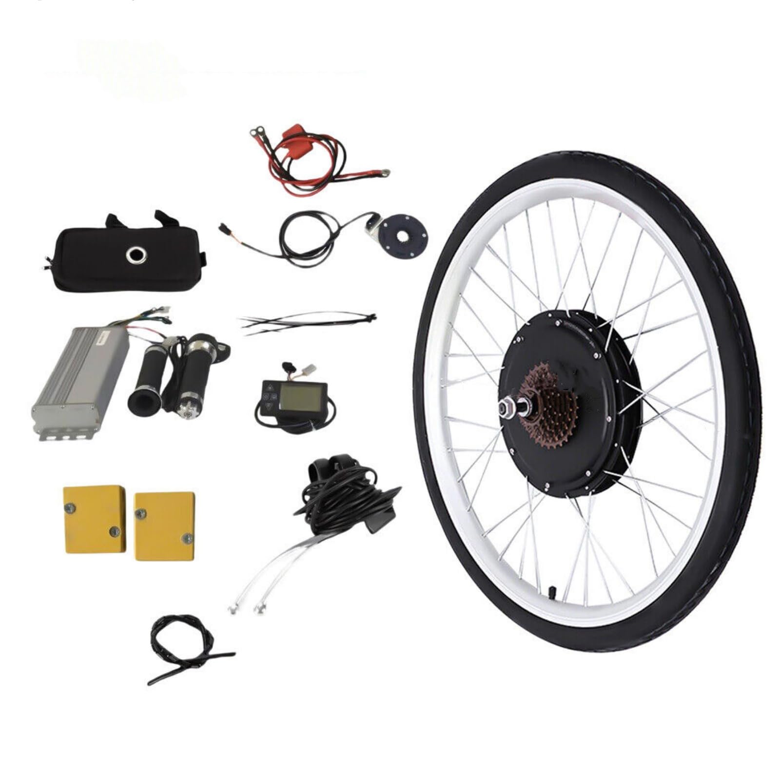 28 Zoll Ebike Umbausatz, E-Bike Hinterrad Umbausatz Kit, Elektrofahrrad Umbausatz, mit LCD-Anzeige, Bürstenloser Motor Fahrrad Umbausatz, für Hinterrad Brushless Gearless Nabenmotor, PAS Sensor