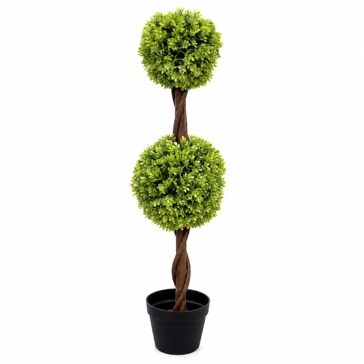 Leaf 90cm Green Double Ball Topiary Tree - Artificial Boxwood - Outdoor Use - Realistic Imitation