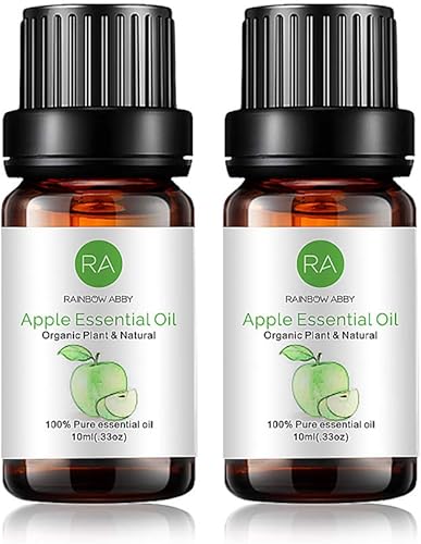 RAINBOW ABBY 2 botellas de aceite esencial de manzana, puro, sin diluir, aceites de calidad terapéutica