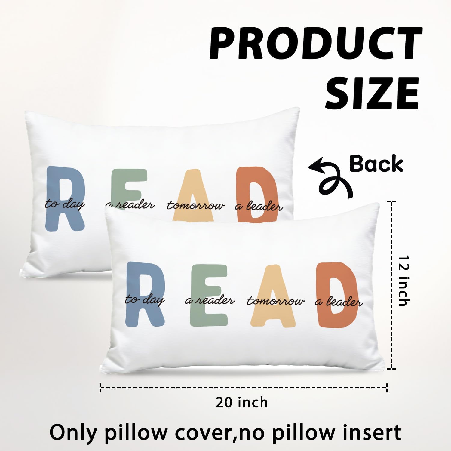 Boho Classroom Reading Corner Decor, Read Pillow Covers 12x20, Boho Colorful Decorative Throw Pillow Case for Classroom Reading Room Library Kids Bedroom Playroom - Image 3