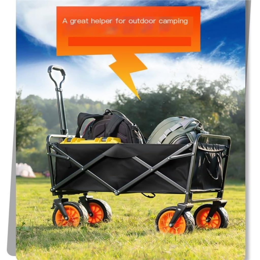 Chariot de plage pliable léger – Chariot utilitaire d'extérieur polyvalent pour le camping, les outils et l'équinte – Brouette portable pour la plage et le camping