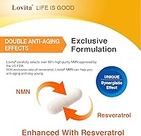 Vista 4 de Lovita NMN 38000+, suplemento NMN con resveratrol, mononucleótido de nicotinamida de 635 mg por cápsula, alta absorción y forma estabilizada, pureza