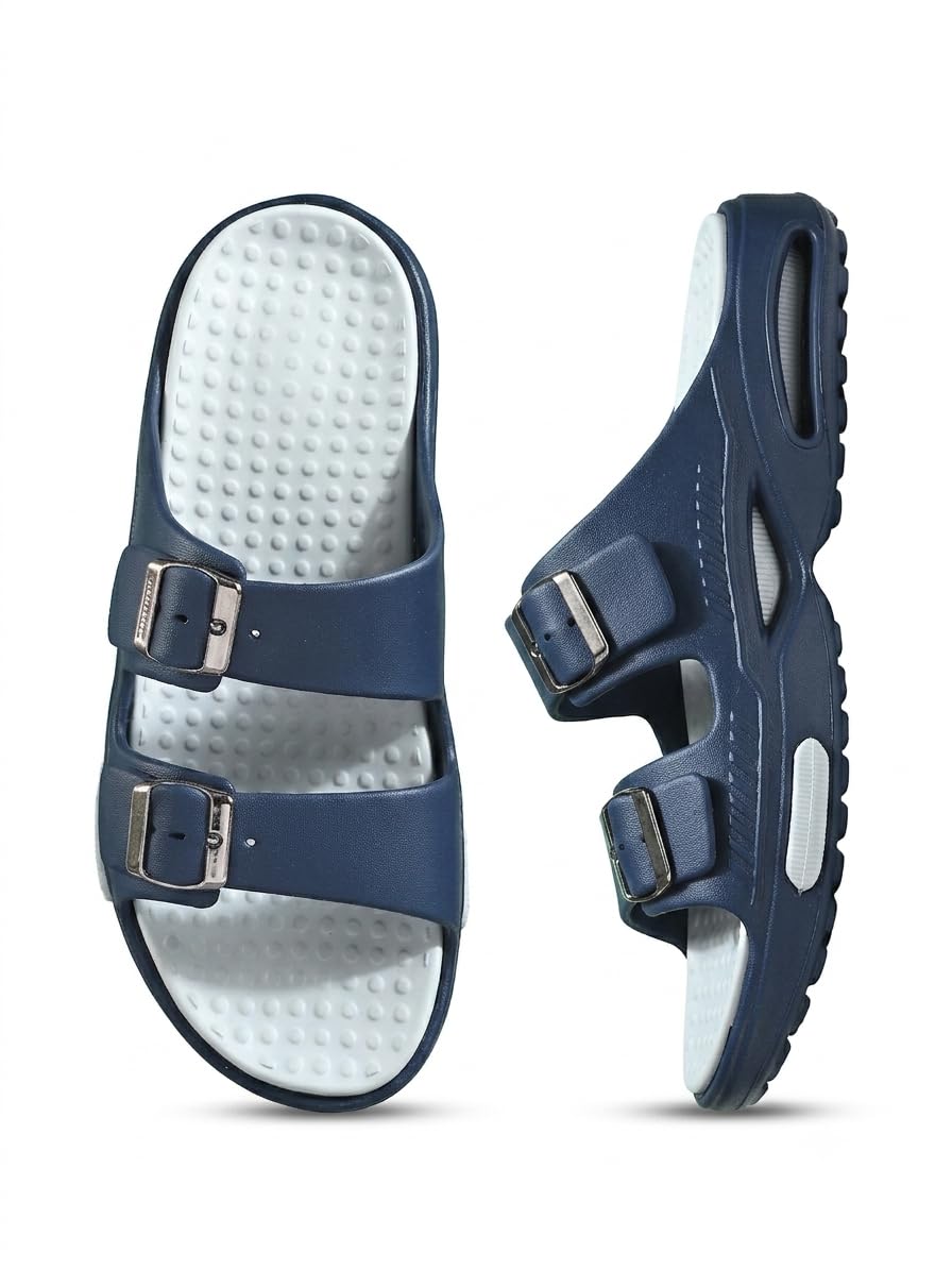 Men EVA Double Strap Sandals | Adjustable Buckle Comfort Slides | Lightweight Anti-Slip Ventilated Casual Sandals for Everyday Indoor Outdoor Wear-image-35