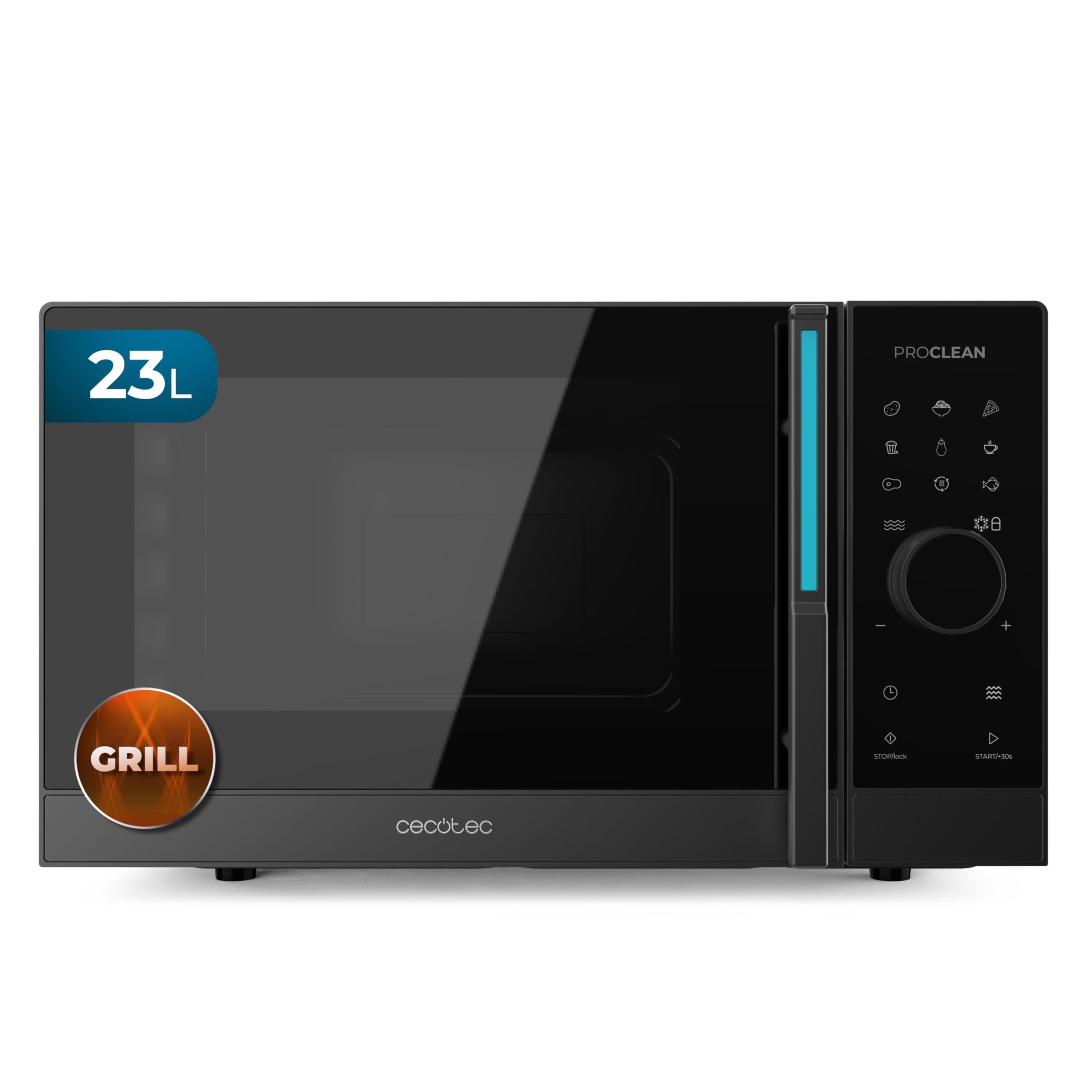 Cecotec Microonde touch con griglia da 23 l Proclean 6120. Grill, 800 W e 1000 W, digitale, cottura uniforme, 5 livelli di potenza, funzione scongelamento, timer 60 min, piatto girevole 285 mm