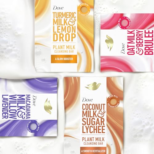 Dove Plant Milk Cleansing Bar Soap Coconut Milk & Sugar Lychee Smooth Revitalizer 4 Count for Moisturized Skin Gentle Cleanser, No Sulfate Cleansers or Parabens, 98% Biodegradable Formula 5 oz - image 8