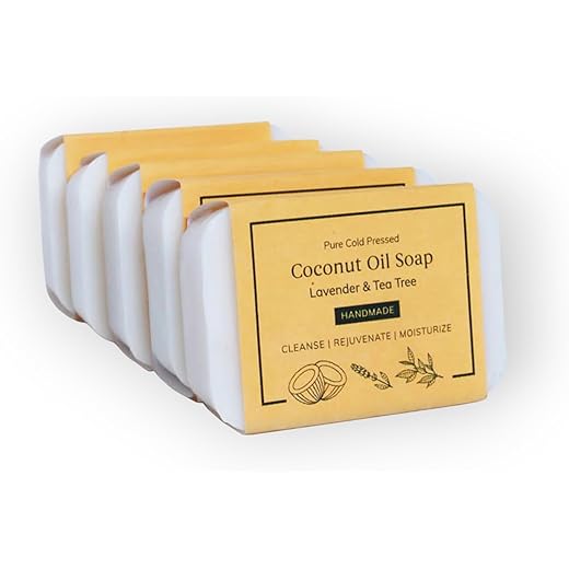 Kaprica Natural Handcrafted Pure Cold Pressed Coconut Oil Soap- Lavender and Tea Tree (pack of 5) Kaprica Natural Handcrafted Pure Cold Pressed Coconut Oil Soap- Lavender and Tea Tree (pack of 5)
