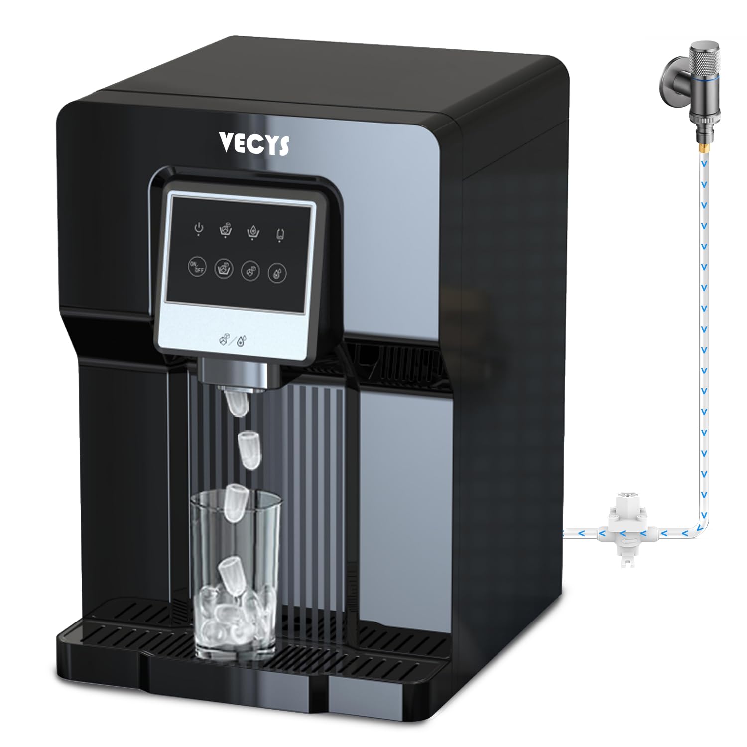 VECYS Bottleless Water Cooler with Ice Maker, 18LBS Daily Ice Production for RV and Home Countertop Use (NO Hot Water)