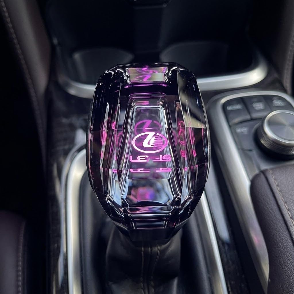 Touch Activated LED Crystal Gear Shift Knob, Luminous Shifter Stick with Built-in Light, USB Rechargeable Car Interior Accessories for Automatic Transmission (Lexus Style)