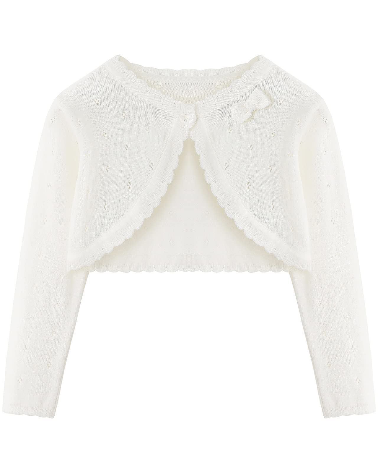 Adorel Mädchen Cardigan Festlich Langarm Rundhalsauschnitt Bolero Strickjacke