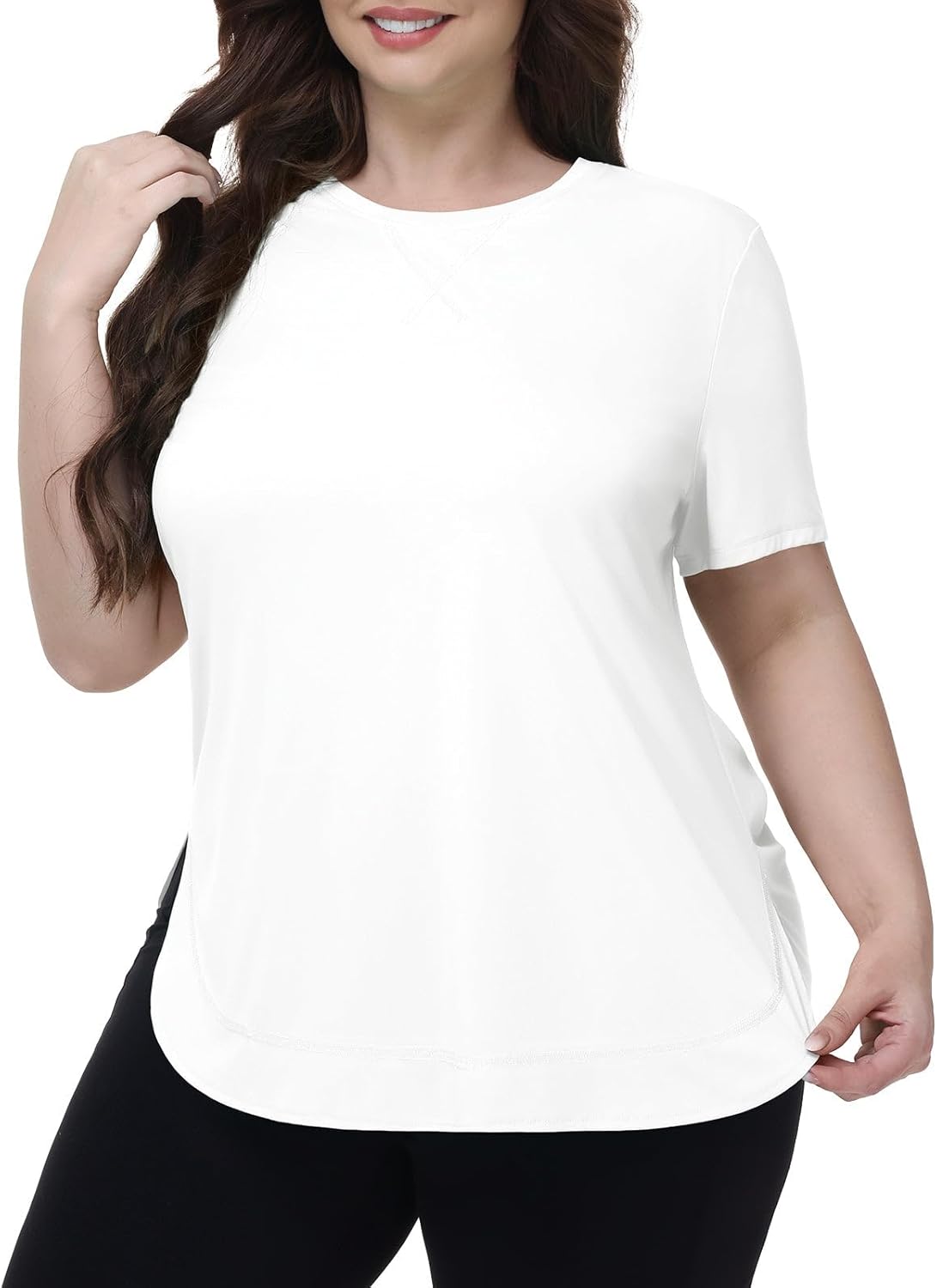 baleaf Plus Size Workout Tops for Women Short Sleeve Loose Fit Shirts Crew Neck Quick Dry UPF50+ Athletic Gym Yoga