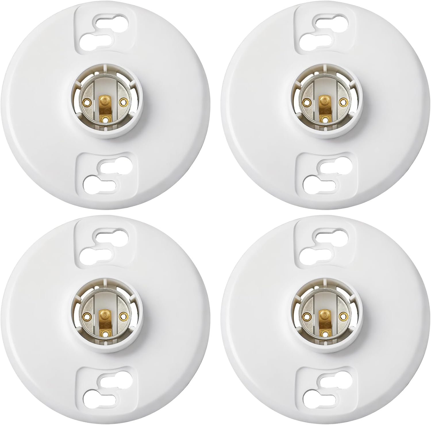 4 Pcs Medium Base E26 Lampholder Keyless Top Lamp Holder Ceiling Light Sockets White Phenolic Bulb Socket Incandescent Fluorescent CFL Lampholder 660w 250v