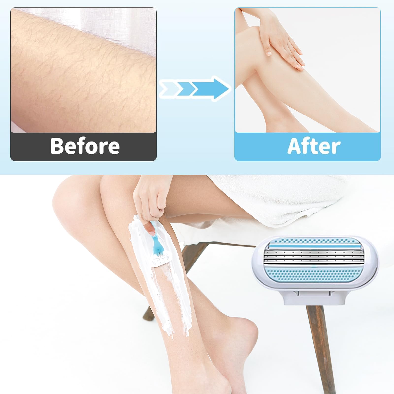 Rasierer Damen, 10 Rasierklingen Damen Inklusive, Damenrasierer, Mehrweg Sicherheitsrasierer mit Ergonomischem Griff, Ladyshaver, Sanfte Epilation für Achseln, Beine, Bikinizone Haut