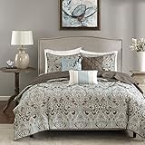 Madison Park Quilt Set Traditional Damask Design, All Season, Lightweight Coverlet Bedspread Bedding...