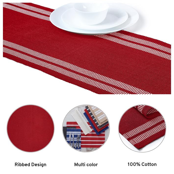 Encasa XO Dining Table Runner 32x183 cm, Ladder Red, 72 x 12.6 inch (Rectangle) - Image 4