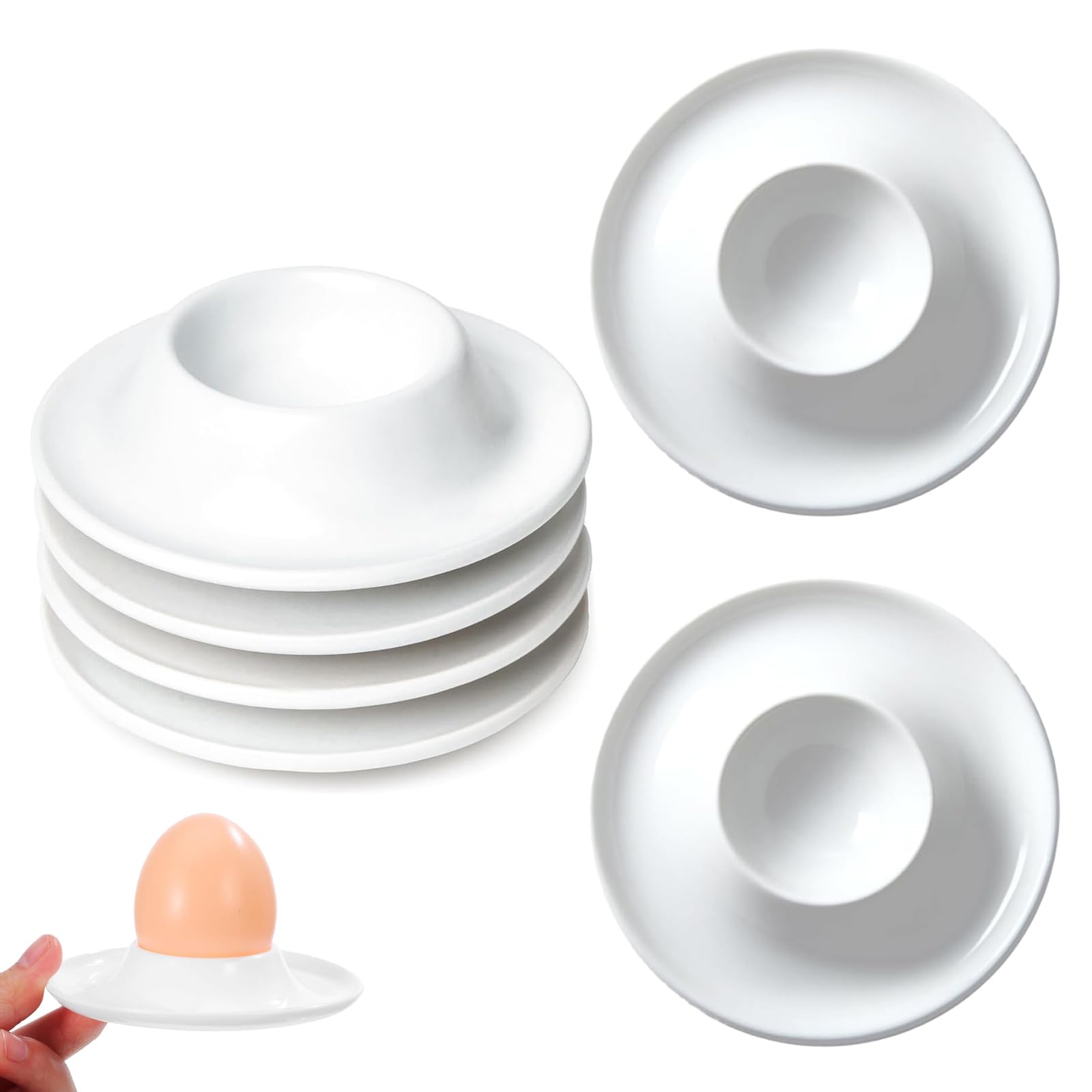 6 PCS Plastic Egg Cups, Egg Holder Set, Egg Holders Soft Hard Boiled, Boiled Egg Holder, for Breakfast,Dining Table,Kitchen Drawer,Family Gathering,Camping Picnic(White)