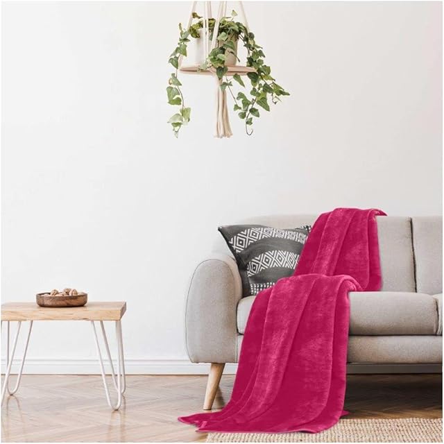 Mink Fluffy Blanket, Soft & Cosy Thermal Throw For Sofas, Cuddle Warm Throws For Beds, Fuchsia, 150X200 Cm