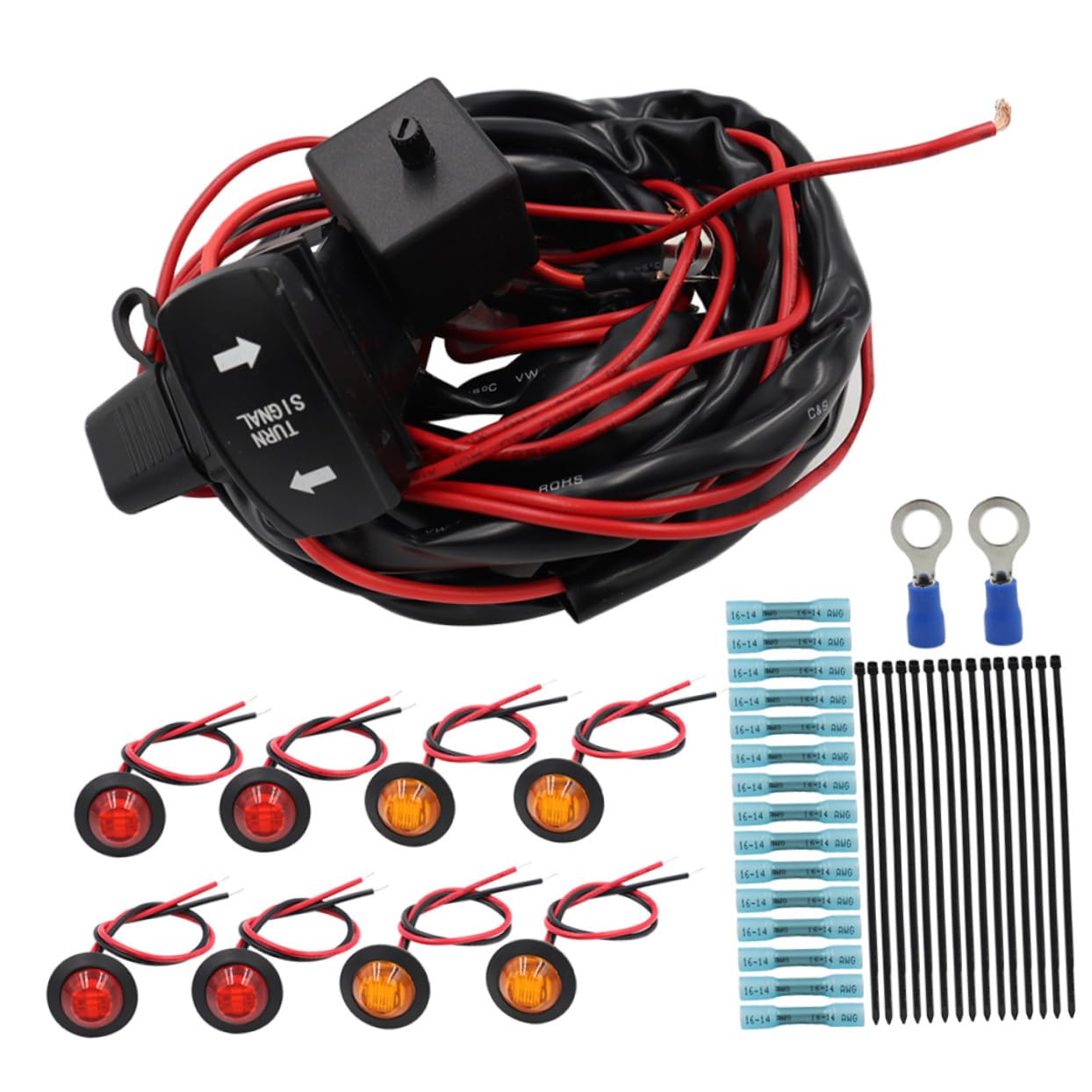 MAGICLULU Kit Faisceau Clignotants Utv Atv avec Interrupteur à Bascule Horizontal et Témoin LED Vert Accessoires Voiture Installation Facile pour Conduite Sécurisée Conditions Difficiles