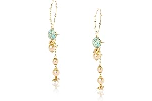 Handmade Blue Enamel Stud Hair Chain Earrings