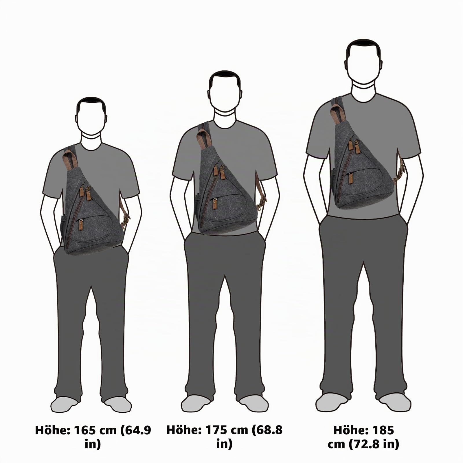 KL928 Canvas Sling Bag Rucksack Damen und Herren – Schulterrucksack Umhängetasche Crossbag Verstellbarem Schultergurt Perfekt für Outdoorsport, Wandern, Radfahren, Bergsteigen, Reisen