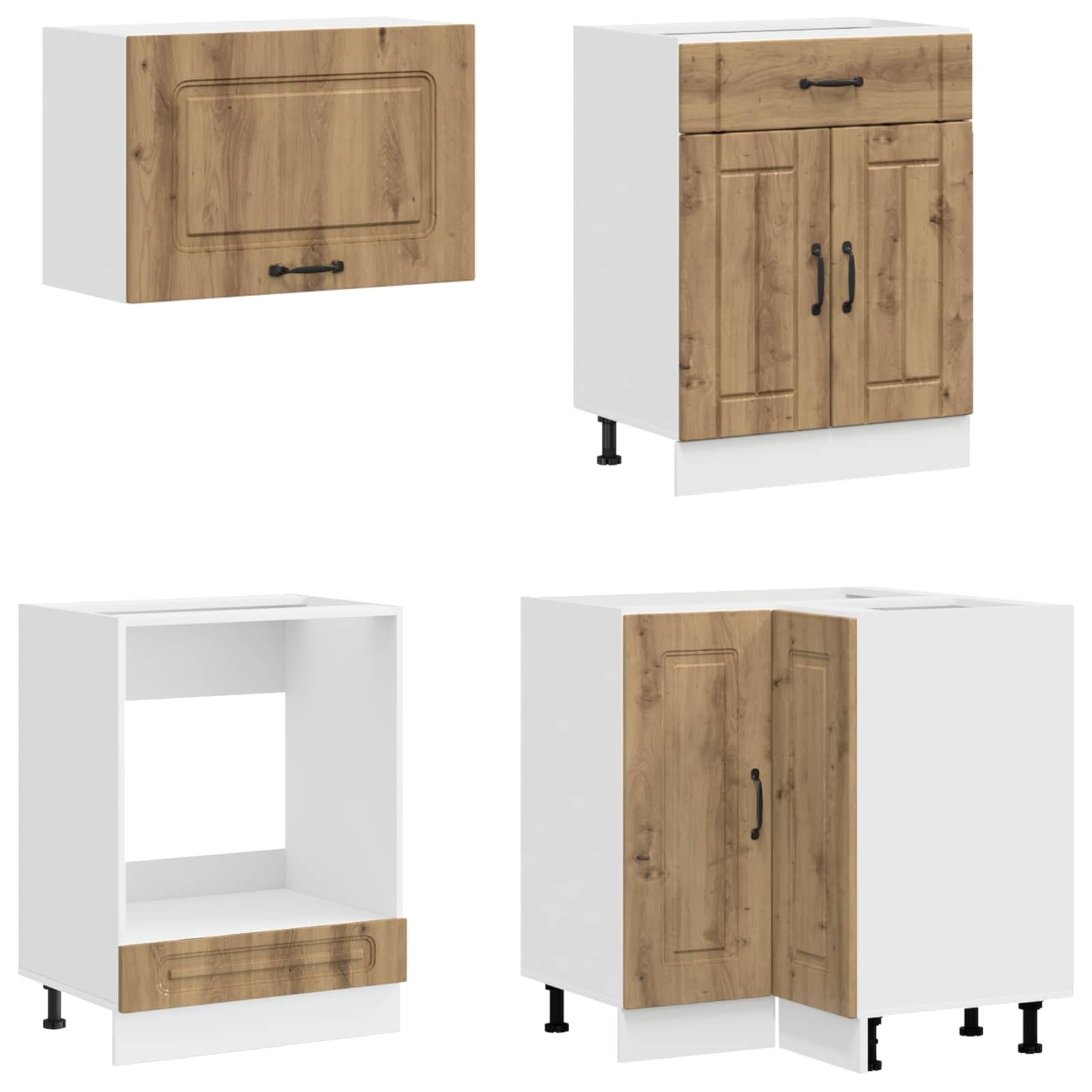8-teilige Küchenzeile Kalmar, Moderne Einbauküche und Küchenschrank Set, Komplettküche aus robustem Holzwerkstoff für viel Stauraum, Artisan-Eiche Nachbildung