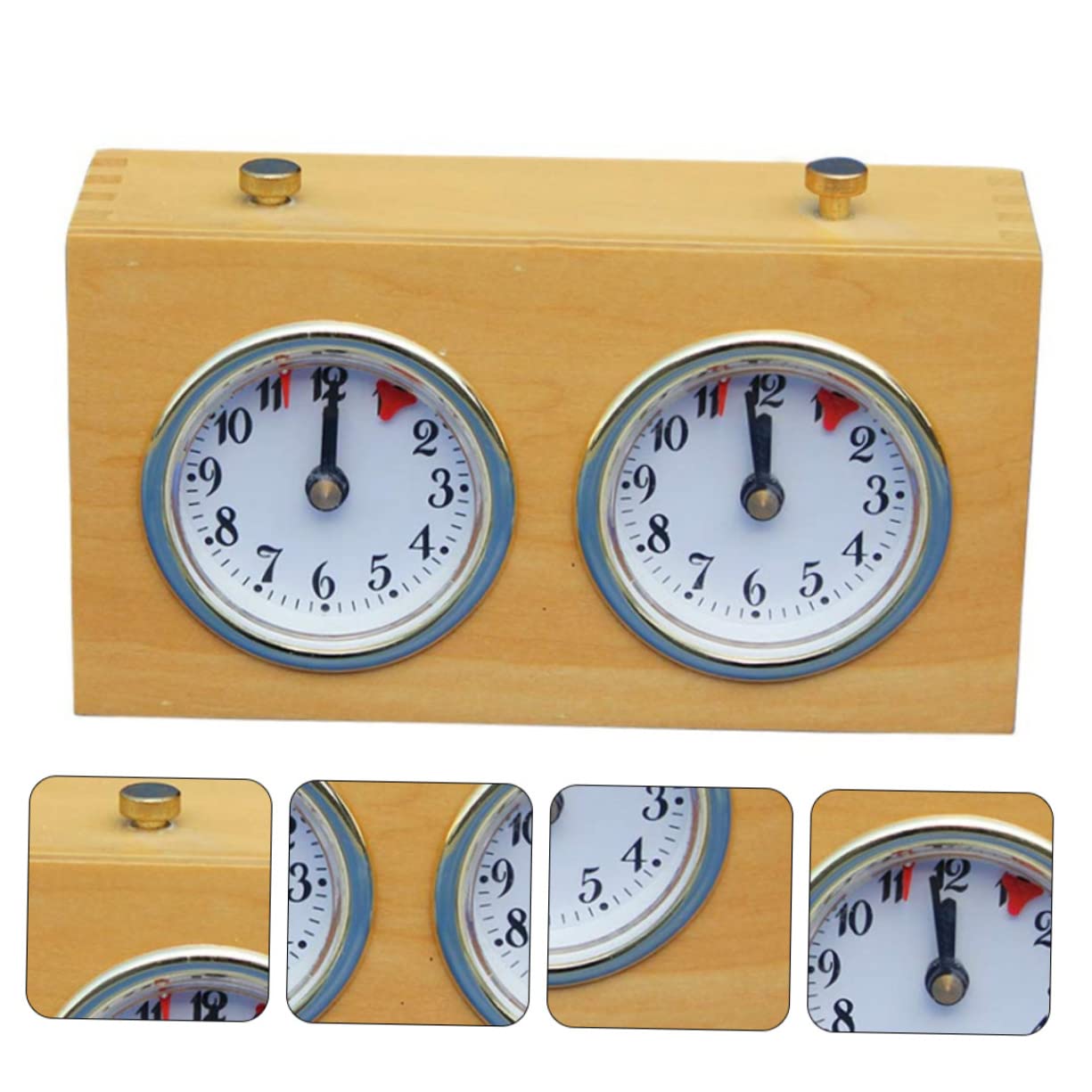 Toyvian Horloge Échecs Mécanique Portable en Bois Structure Simple, Minuterie Pratique pour Jeu D'échecs et Échecs Chinois en Compétition