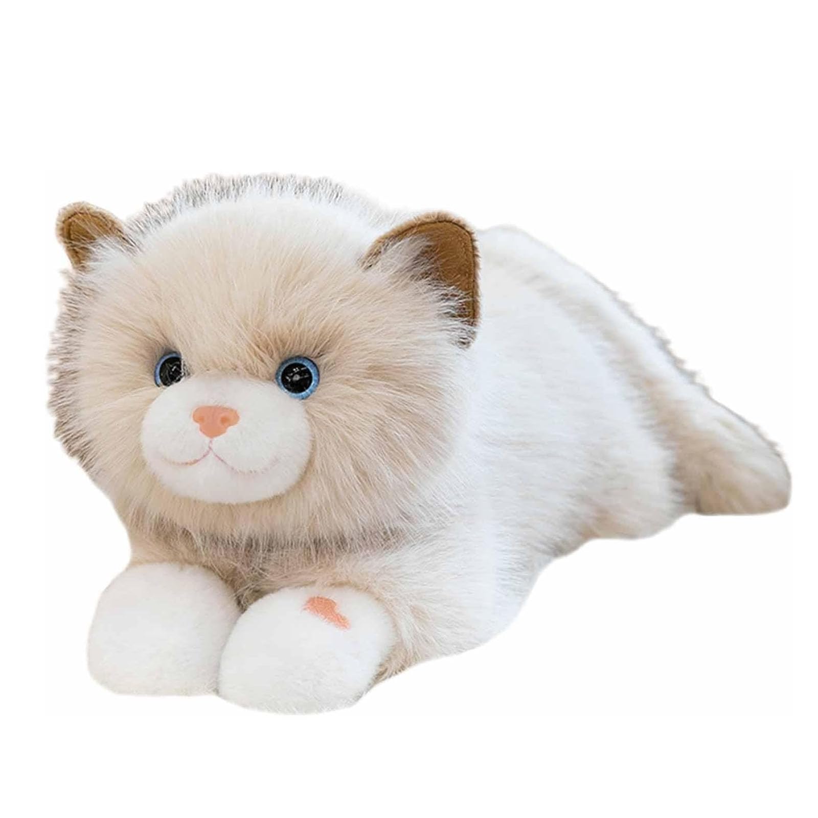 JORCEDI Plush Toy Cat, Realistic Plush Cat, Simulation Short-Haired Cute Cat Doll, Playable and Hug-Worthy Plush Kitten Toy, Gift Suitable for Children of all Ages (Brown,50cm)