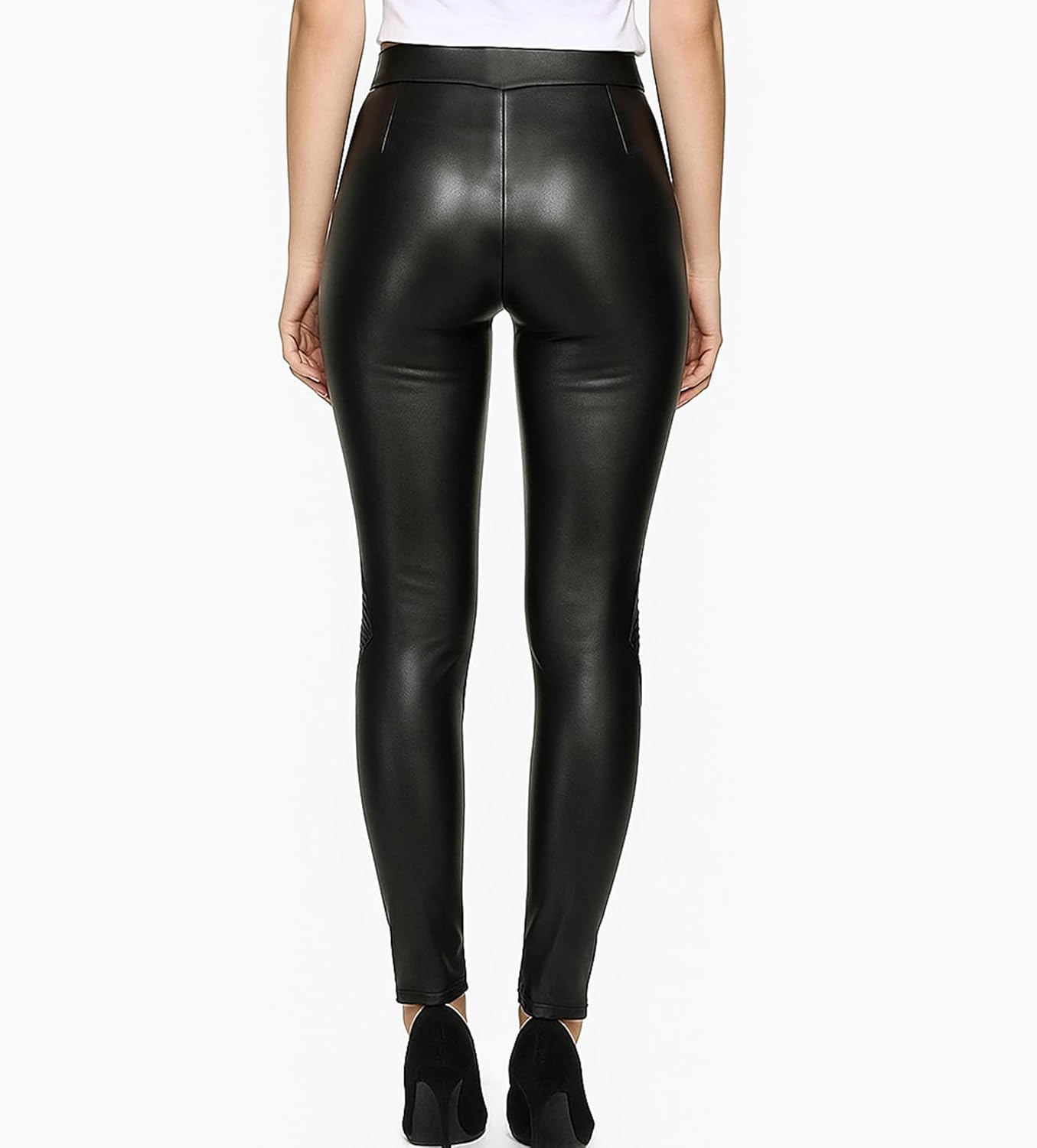 Womens Superhero Stealth Battle Angel Slim Fit Black Cosplay Costume Leather Vest Pants