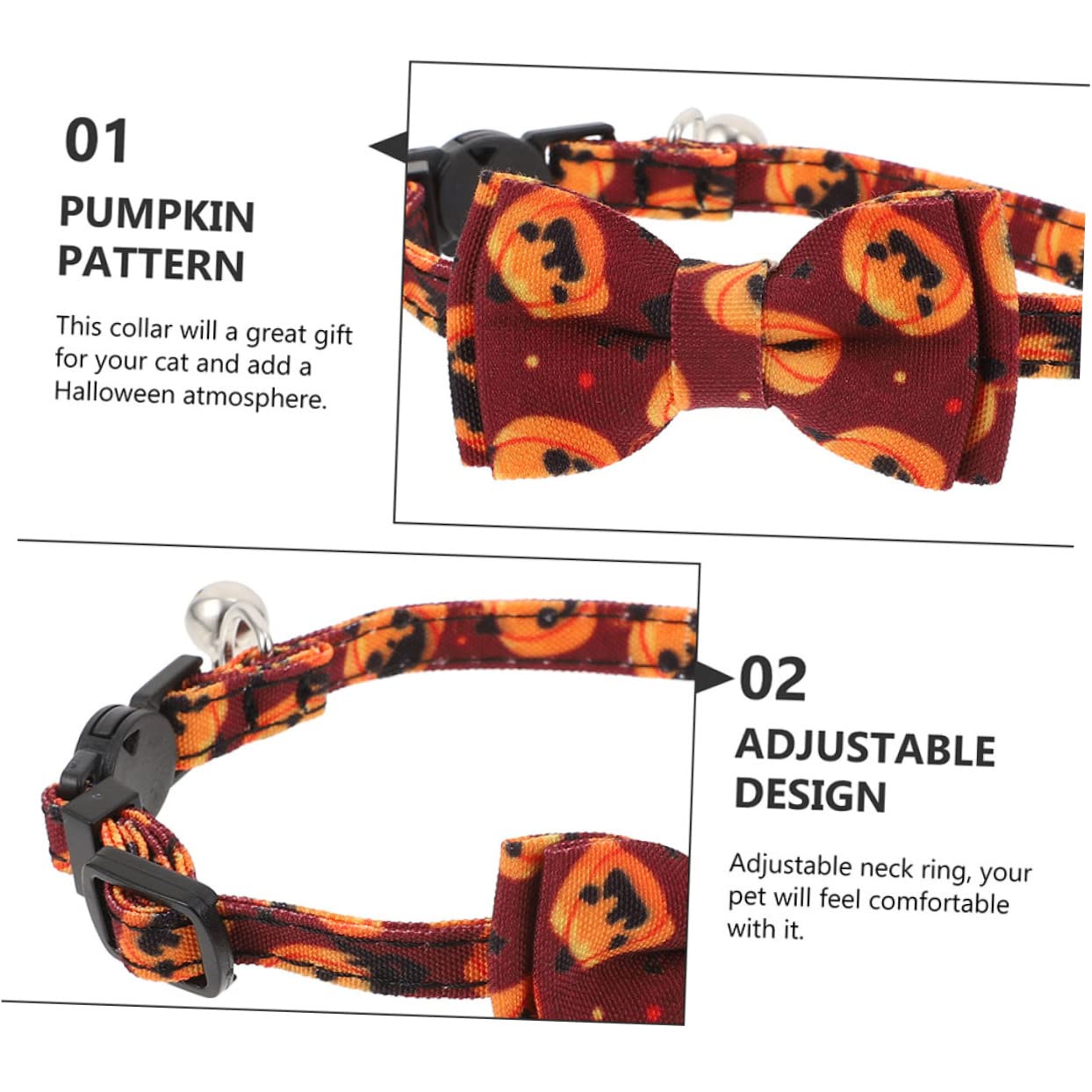 Kisangel 6stücke Katzenhalsband Mit Halloween- Verstellbar Mit Glöckchen Und Schleife Für Kätzchen Und Kleine Hunde Dekorative Haustierhalsbänder Für Feste Und Feiertage