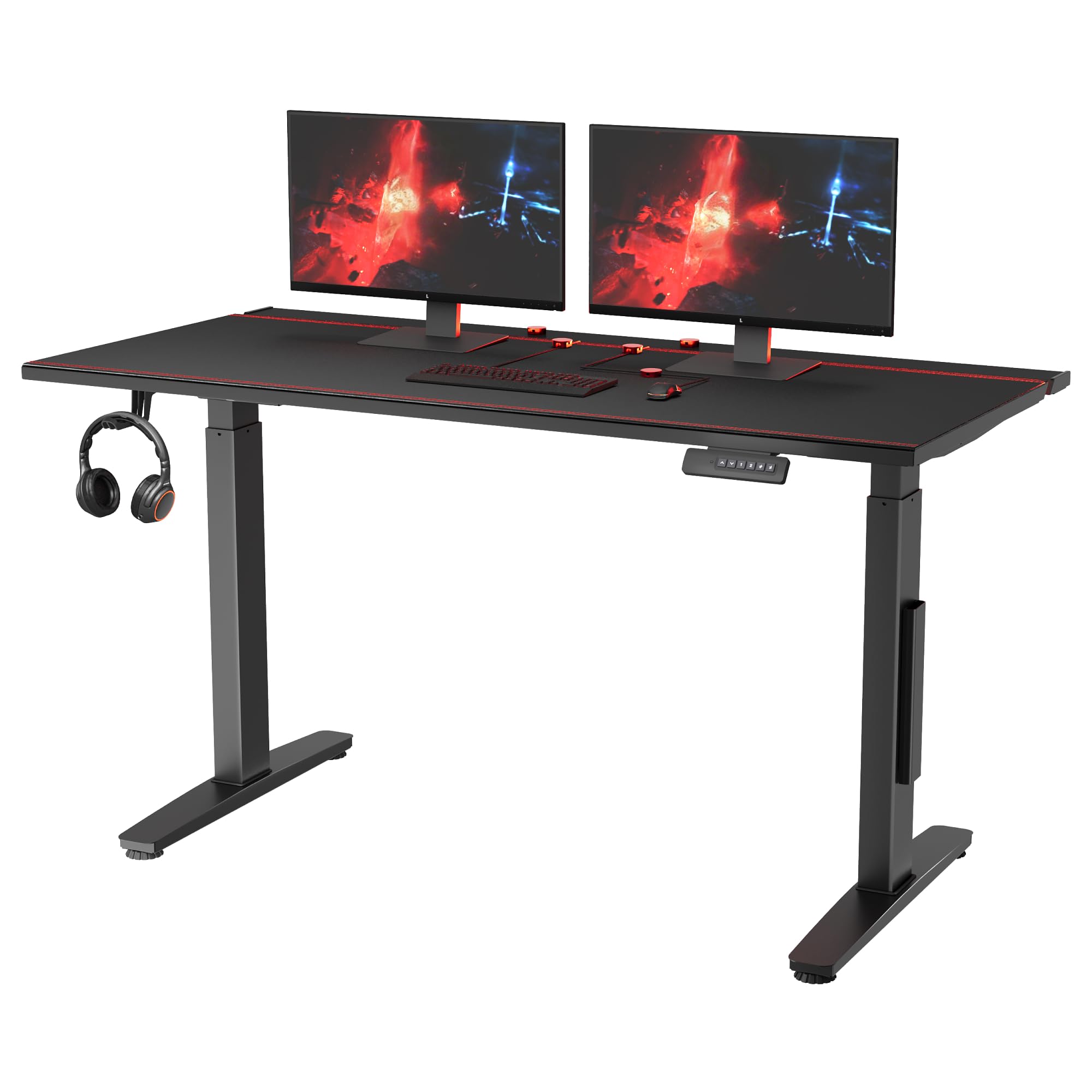 FLEXISPOT Electric RGB Gaming Standing Desk 55 Dual Motor Height Adjustable Desk with Integrated Cable Management Ergonomic Sit-Stand
