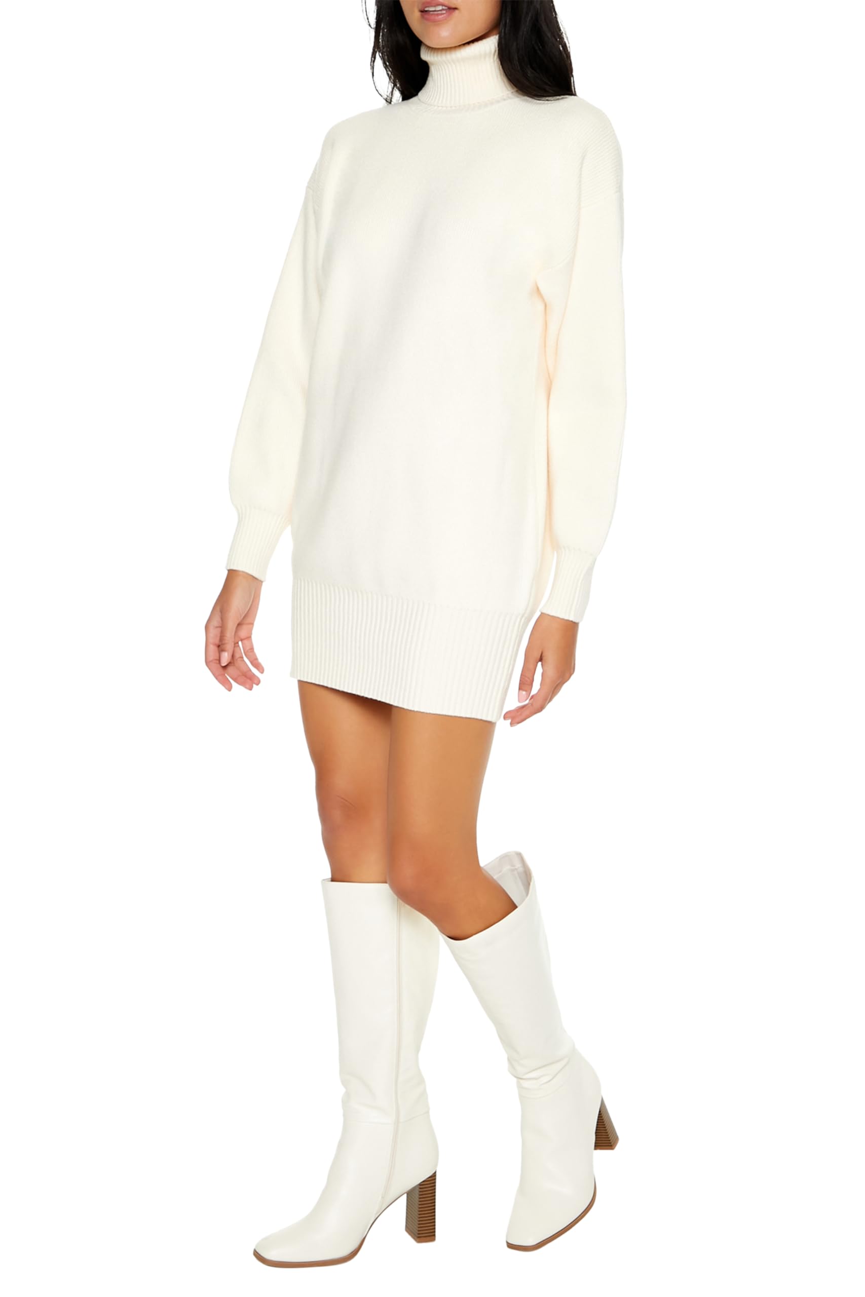 Forever 21 Turtleneck Mini Sweater Dress Robe Femme