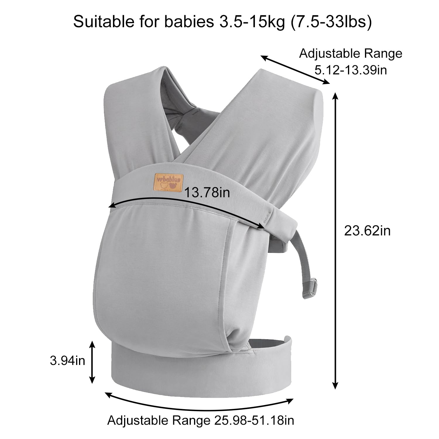 Babytrage für Neugeborene ab Geburt Extra Weich, Bauchtrage Baby-Tragetasche Ergonomisch (Light Grey)