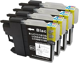 4 Pack - Compatible Ink Cartridges for Brother LC-61 LC-61 LC61 XL LC-61BK Inkjet Cartridge Compatible With Brother DCP-165C DCP-375CW DCP-385CW DCP-395CN DCP-585CW DCP-J125 MFC-250C MFC-255CW MFC-290C MFC-295CN MFC-490CW MFC-495CW MFC-5490CN