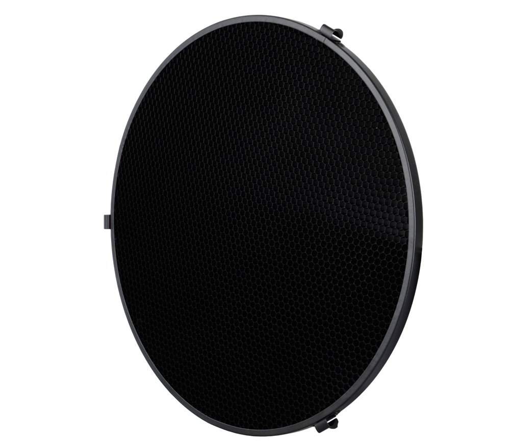 ayex Beauty Dish Chauffe-lumière en Forme de L Argenté 42 cm avec Support en nid d'abeille et diffuseur