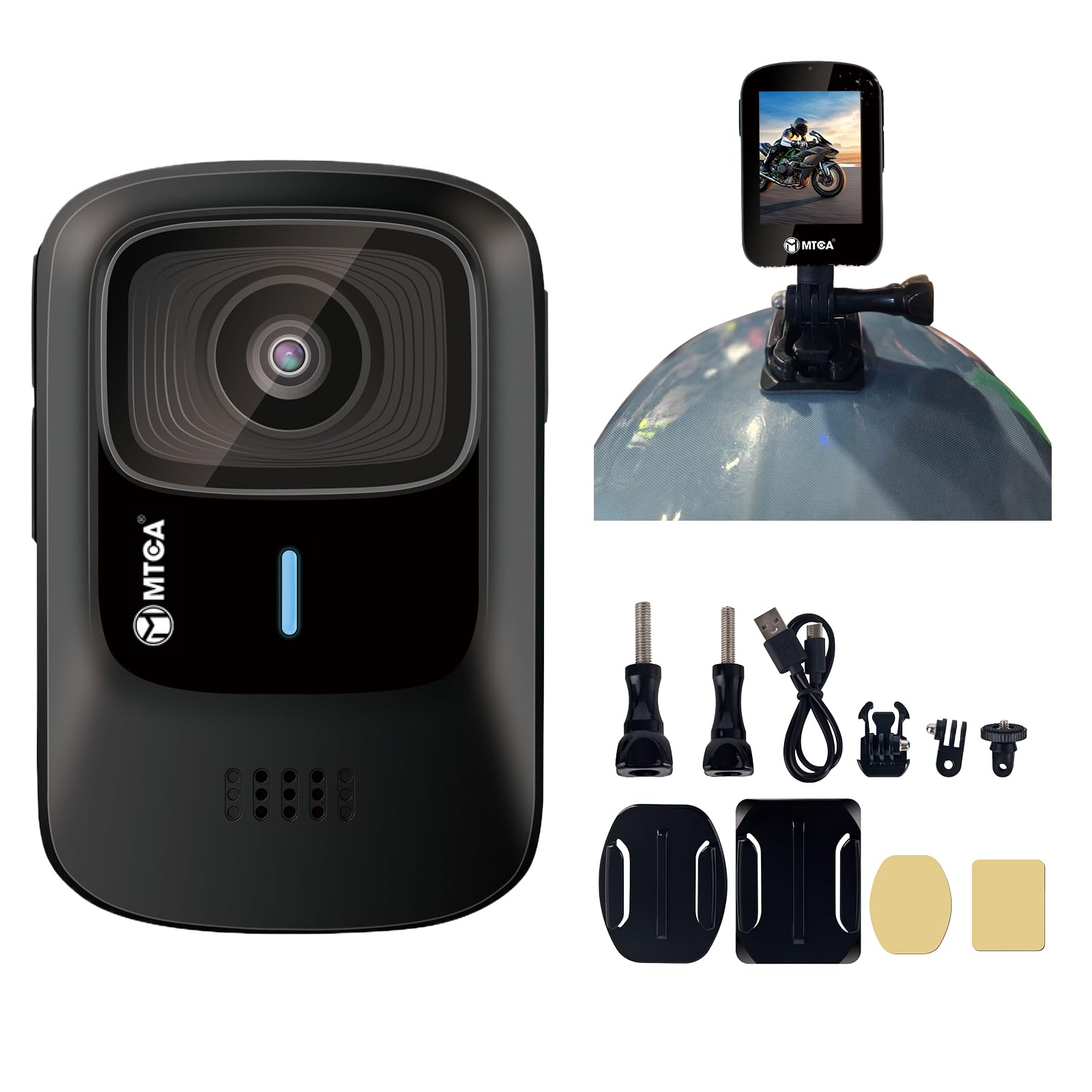 Helmet Action Camera – 4K Ultra HD 16MP Waterproof Sports Cam, 145° Wide-Angle, Includes Helmet Mount & Accessories for Motorcycle, Bike & Outdoor Adventures(can Connect Phone via WiFi)