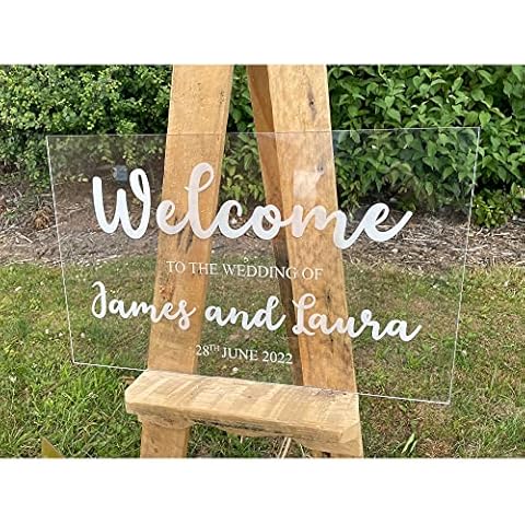 Covering All Occasions Personalised Wedding Welcome Sign | Large Acrylic Welcome to Our Wedding Sign | Clear or Mirrored with Choice of 5 Fonts Cover