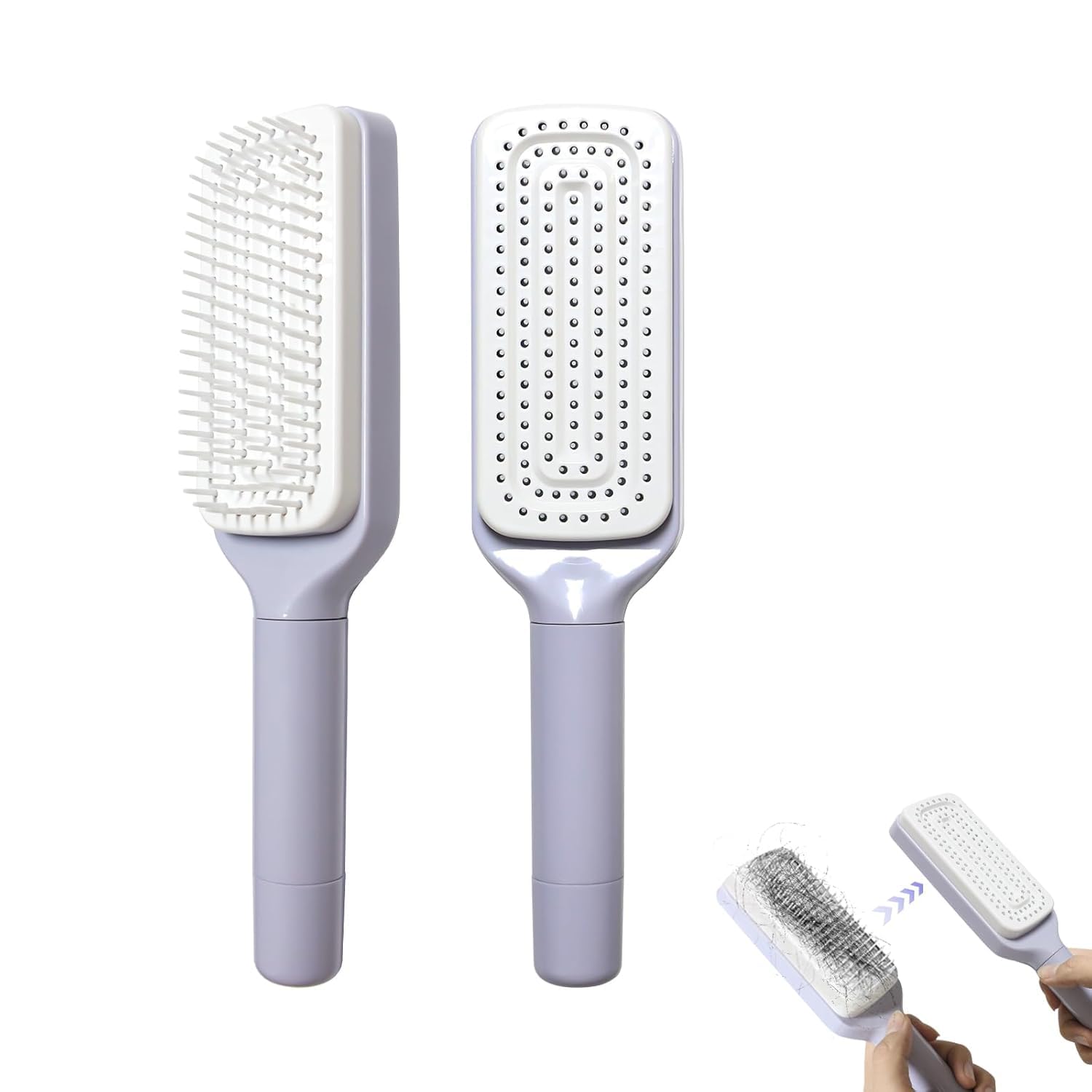 Self Cleaning Hair Brush with Retractable Bristles, Anti-Static Scalp Massage Comb for Thick & Curly Hair, Easy Hair Removal Tool-image-23