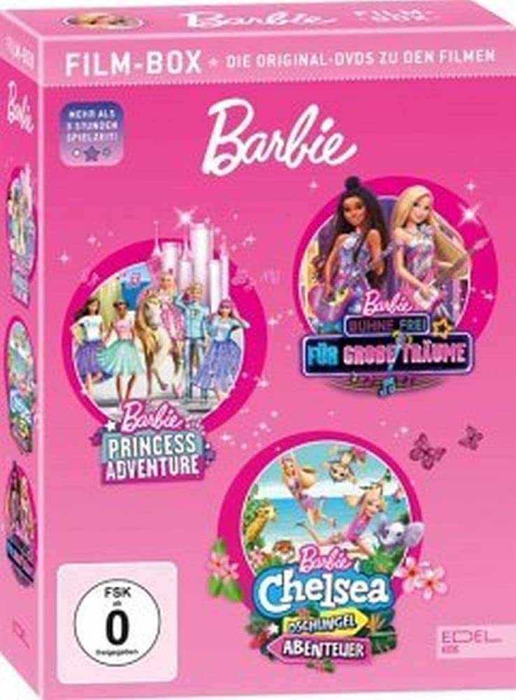 Barbie Film-Box Die DVDs zu den Filmen Princess Adventure, Bühne frei für große Träume, Barbie & Chelsea - Dschungel Abenteuer